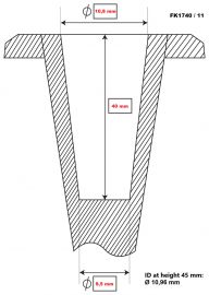 Section with dimensions XC rollerski ferrule FK1740 11