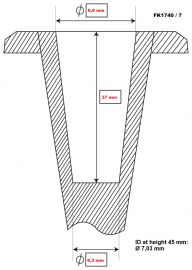 Section with dimensions XC rollerski ferrule FK1740 7