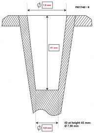 Section with dimensions XC rollerski ferrule FK1740 8