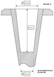 Section with dimensions XC rollerski ferrule FK1740 9