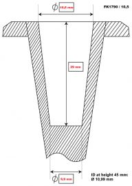 Section with dimensions ferrule with integrated basketFK1790 105